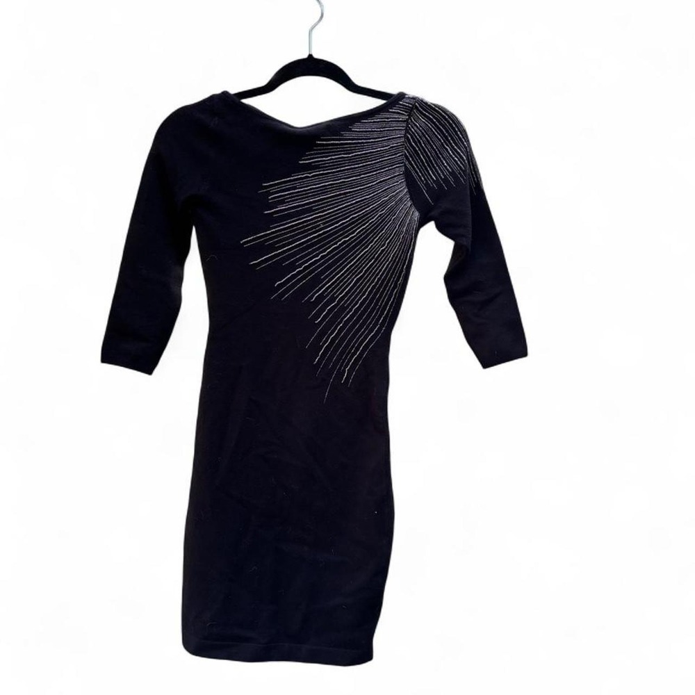 NWT MARCIANO Sweater Mini Dress Bandage Bodycon Black beaded,  Size XS
